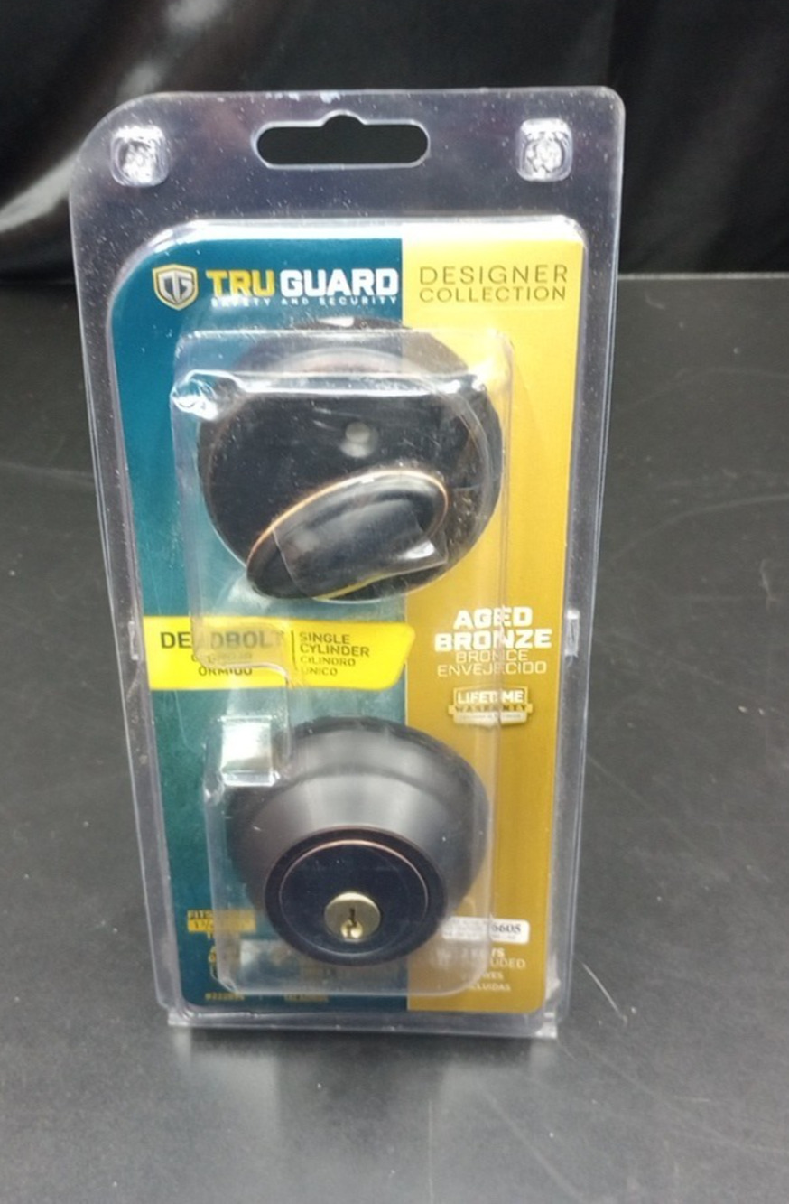 TruGuard DB7X71 KA2 Wavelet Single-Cylinder Deadbolt, Aged Bronze - Quantity 1